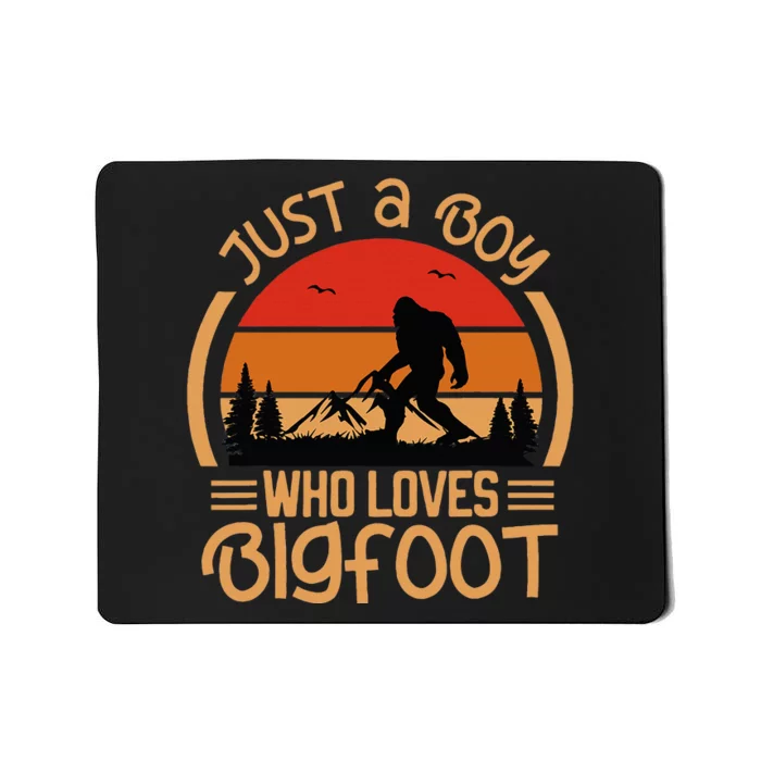 Just A Boy Who Loves Bigfoot Funny Sasquatch Mousepad