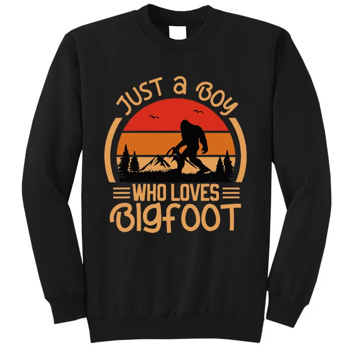 Just A Boy Who Loves Bigfoot Funny Sasquatch Tall Sweatshirt