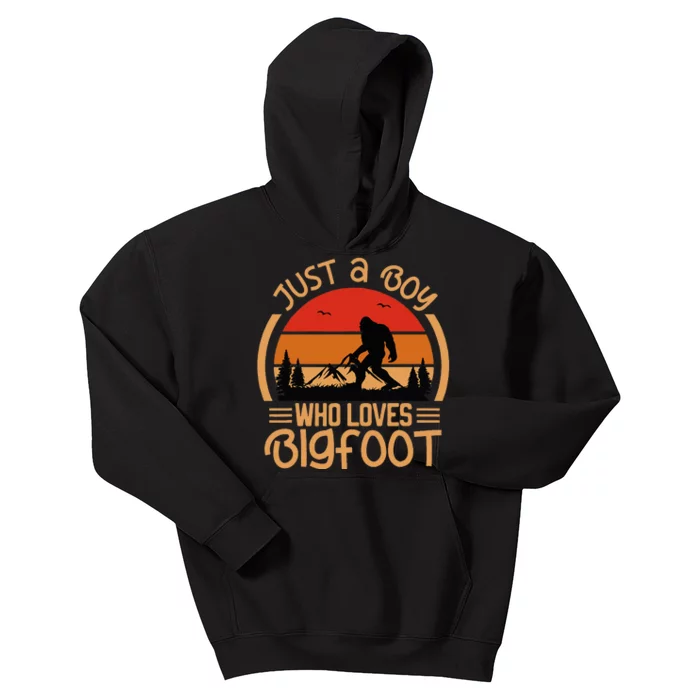 Just A Boy Who Loves Bigfoot Funny Sasquatch Kids Hoodie