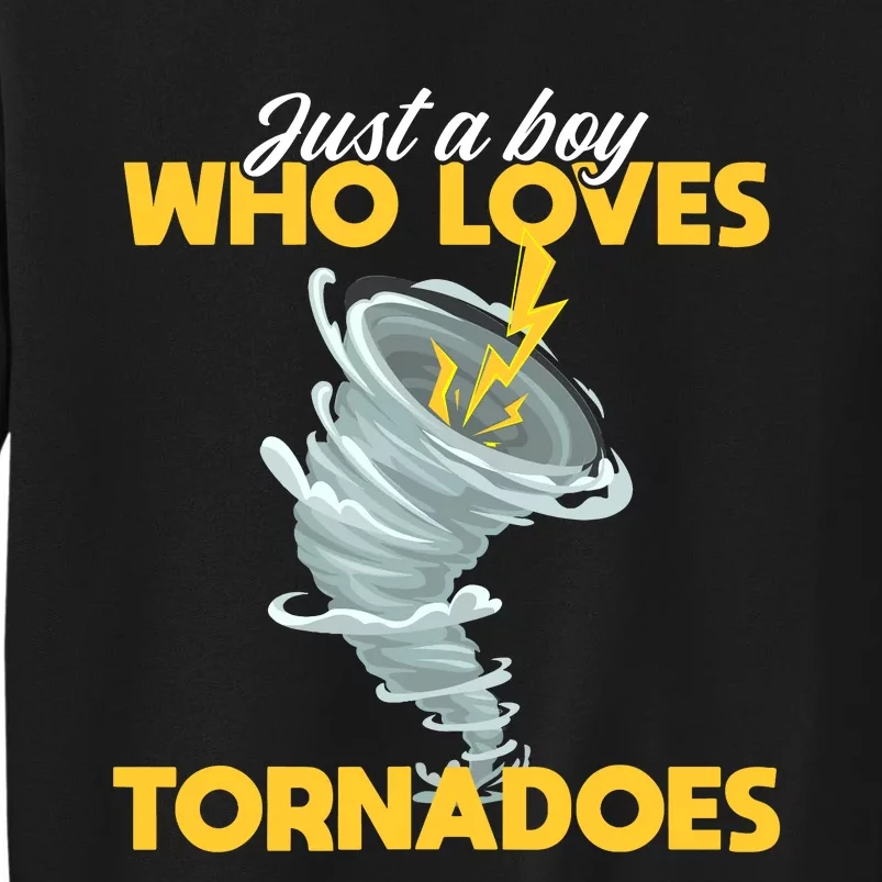 Just A Boy Loves Tornado Hurricane Weather Chaser Boy Tall Sweatshirt