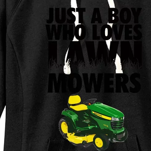 Just A Boy Who Loves Lawn Mowers Women's Fleece Hoodie