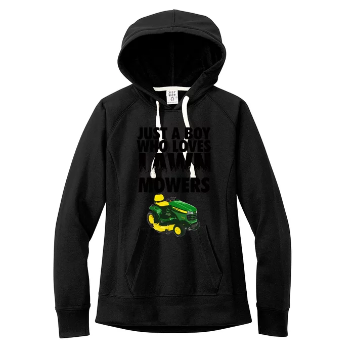 Just A Boy Who Loves Lawn Mowers Women's Fleece Hoodie