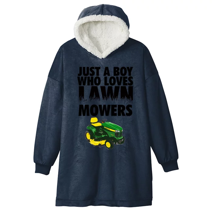 Just A Boy Who Loves Lawn Mowers Hooded Wearable Blanket