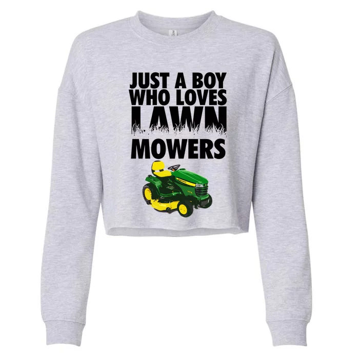 Just A Boy Who Loves Lawn Mowers Cropped Pullover Crew