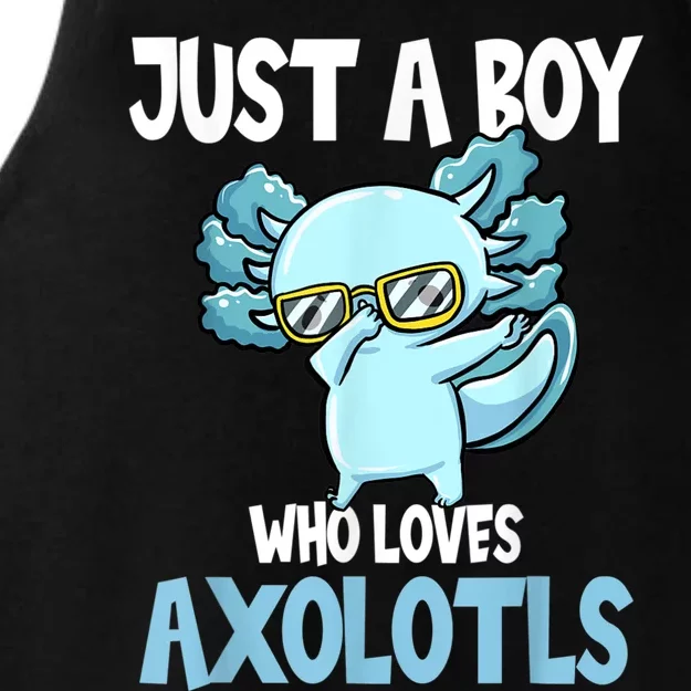 Just A Boy Who Loves Axolotls Cute Kawaii Ladies Tri-Blend Wicking Tank