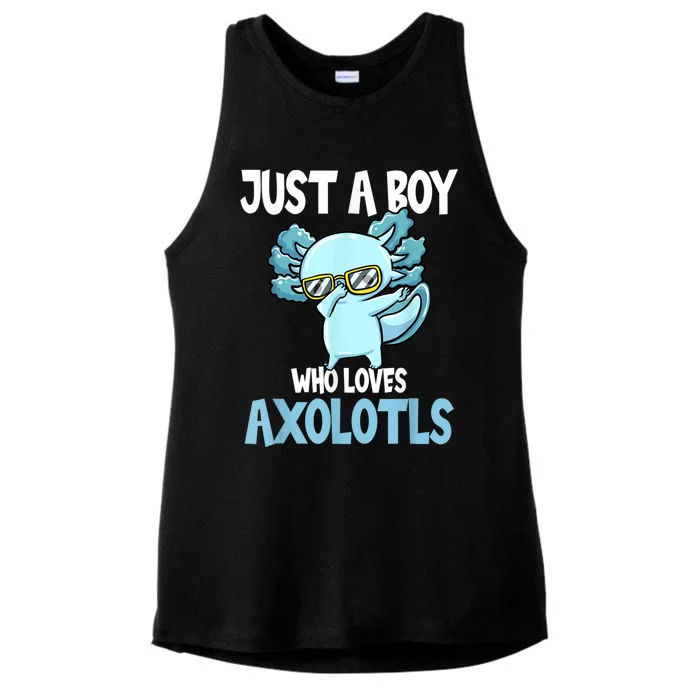 Just A Boy Who Loves Axolotls Cute Kawaii Ladies Tri-Blend Wicking Tank