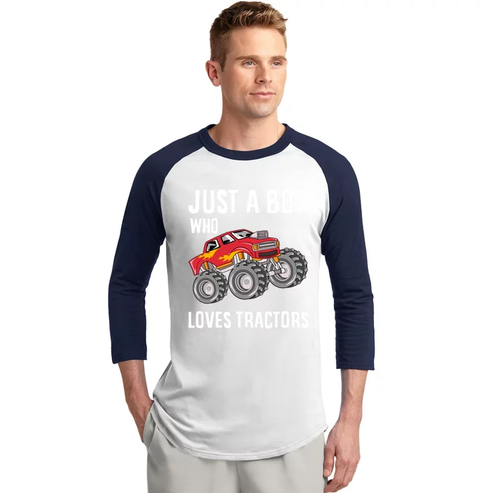 Just A Boy Who Loves Tractors Gift Baseball Sleeve Shirt