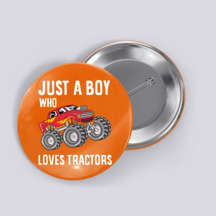 Just A Boy Who Loves Tractors Gift Button