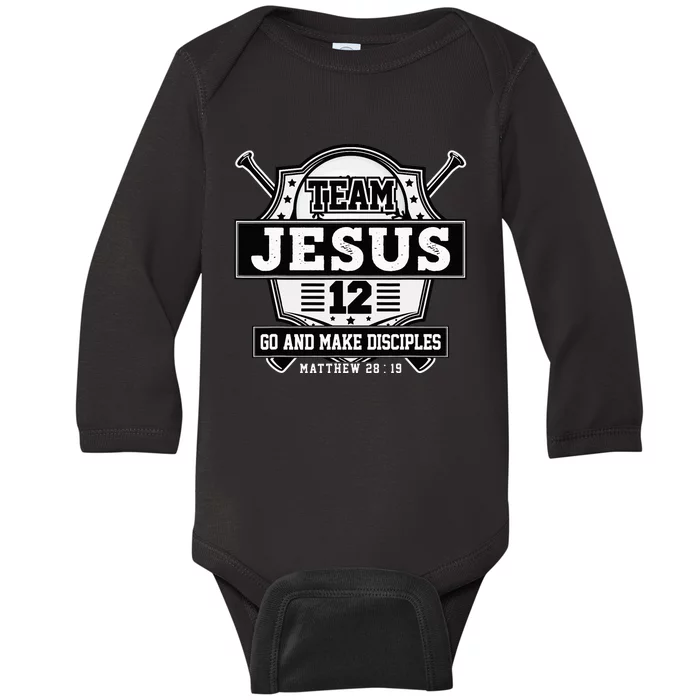 Jesus and Baseball Team Jesus Christian Matthew 2819 Verse Baby Long Sleeve Bodysuit