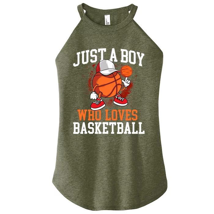 Just A Boy Who Loves Basketball - Player Hoops Women’s Perfect Tri Rocker Tank