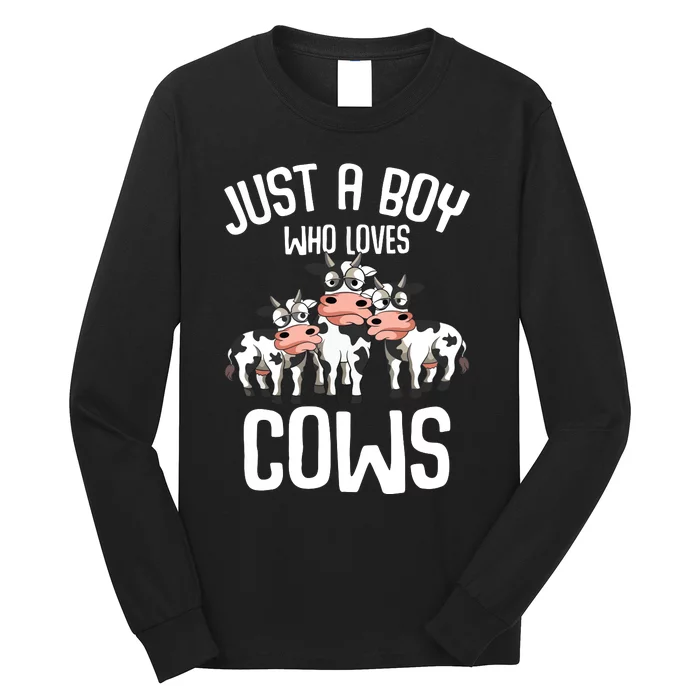 Just A Boy Who Loves Cows Farmers Cow Long Sleeve Shirt