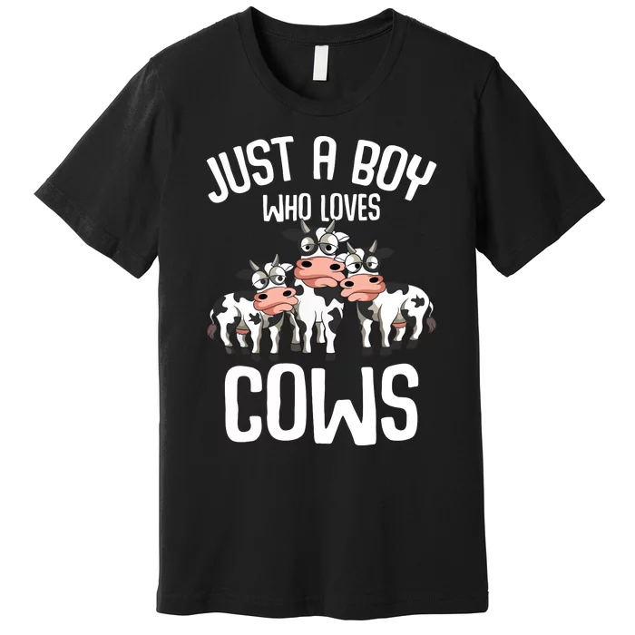 Just A Boy Who Loves Cows Farmers Cow Premium T-Shirt