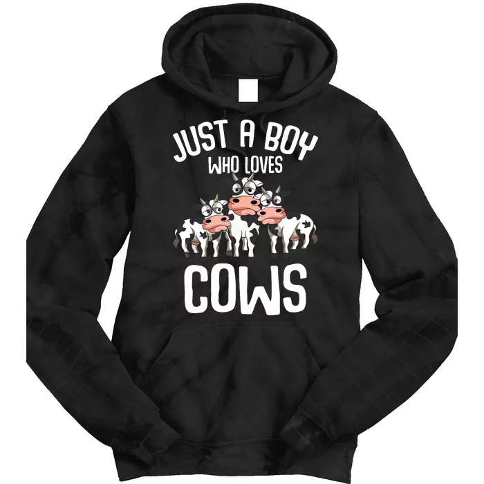 Just A Boy Who Loves Cows Farmers Cow Tie Dye Hoodie