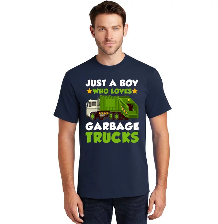 Just A Boy Who Loves Garbage Trucks Lover Trucker Tall T-Shirt