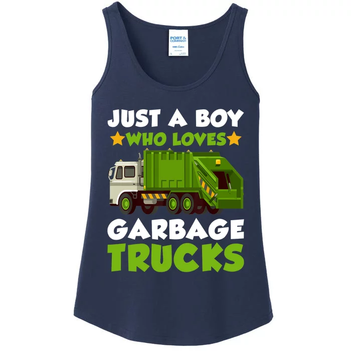 Just A Boy Who Loves Garbage Trucks Lover Trucker Ladies Essential Tank