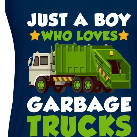 Just A Boy Who Loves Garbage Trucks Lover Trucker Ladies Essential Flowy Tank