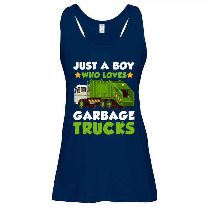 Just A Boy Who Loves Garbage Trucks Lover Trucker Ladies Essential Flowy Tank