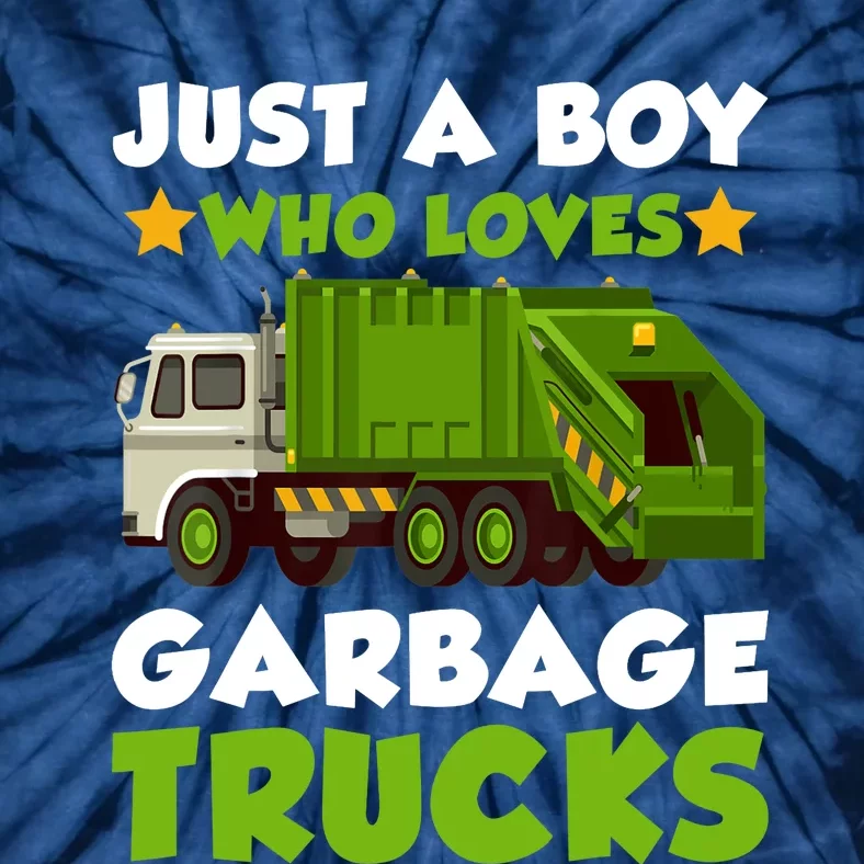 Just A Boy Who Loves Garbage Trucks Lover Trucker Tie-Dye T-Shirt