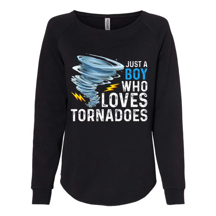 Just A Boy Who Loves Tornadoes Storm Weather Chaser Womens California Wash Sweatshirt