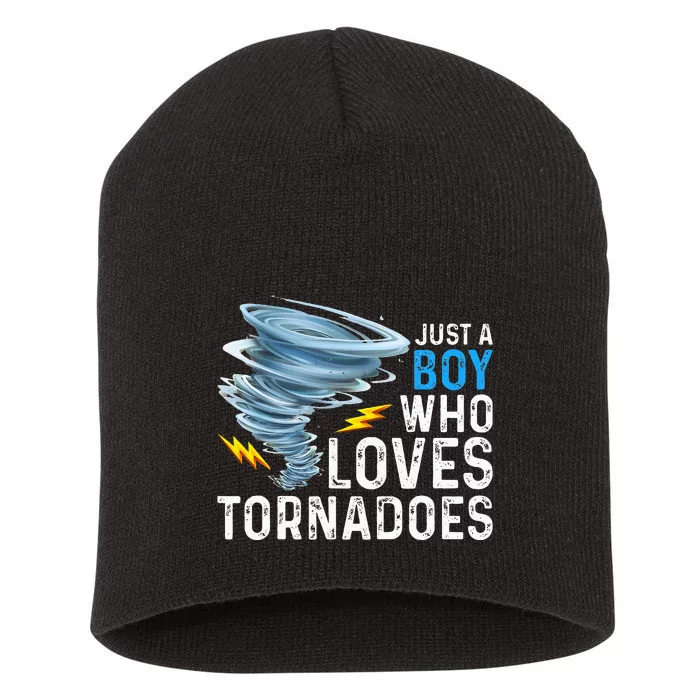 Just A Boy Who Loves Tornadoes Storm Weather Chaser Short Acrylic Beanie