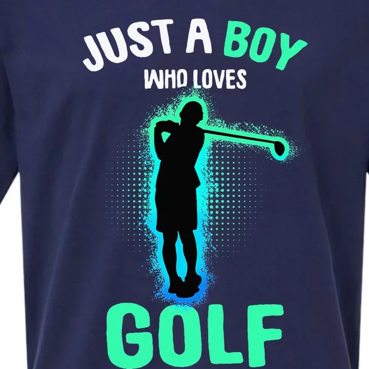 Just A Boy Who Loves Golf Club Golfer Sueded Cloud Jersey T-Shirt