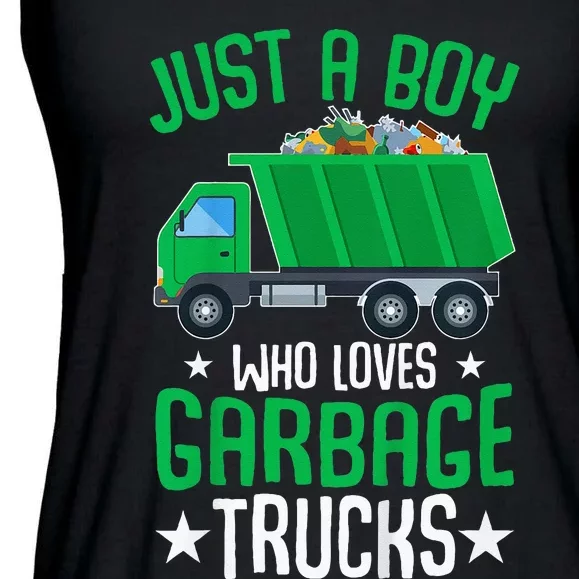 Just A Boy Who Loves Garbage Trucks Ladies Essential Flowy Tank