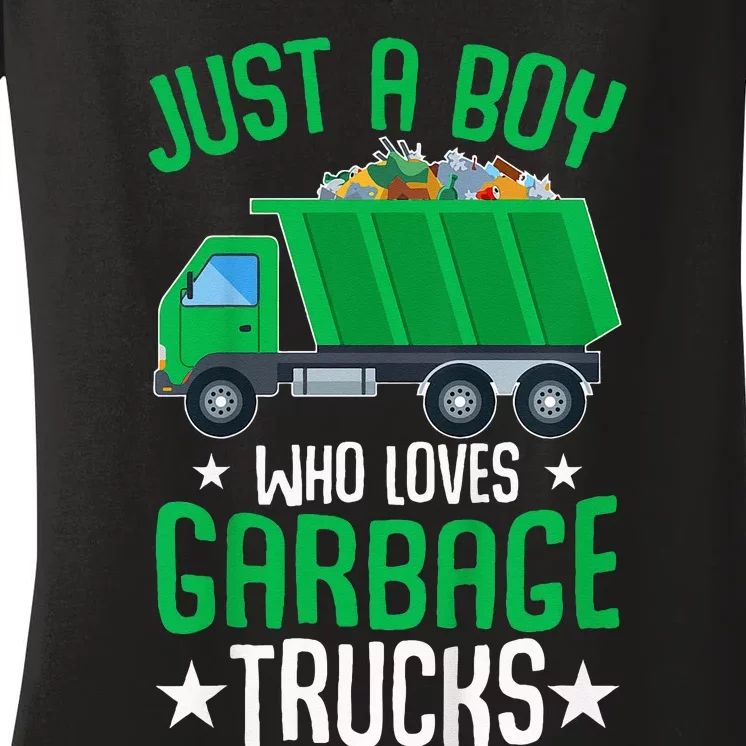 Just A Boy Who Loves Garbage Trucks Women's V-Neck T-Shirt