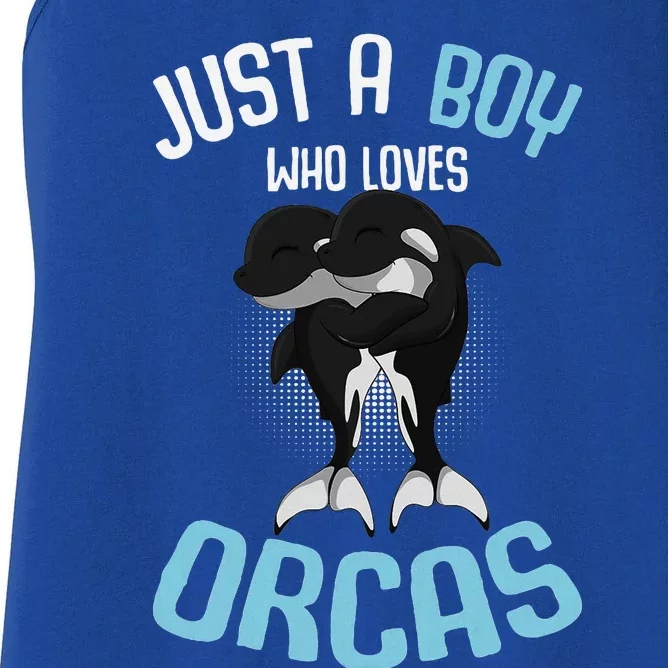 Just A Boy Who Loves Orcas Killer Whale Women's Racerback Tank