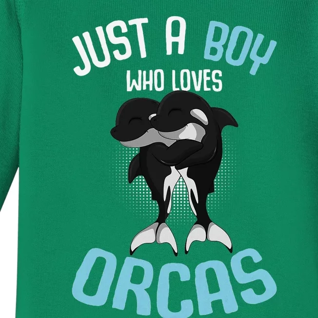 Just A Boy Who Loves Orcas Killer Whale Baby Long Sleeve Bodysuit