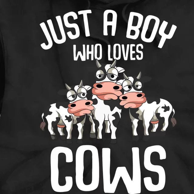 Just A Boy Who Loves Cows Farmers Cow Tie Dye Hoodie