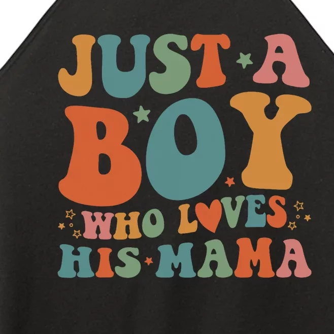 Just A Boy Who Loves His Mama Mother And Son Mothers Day Women’s Perfect Tri Rocker Tank