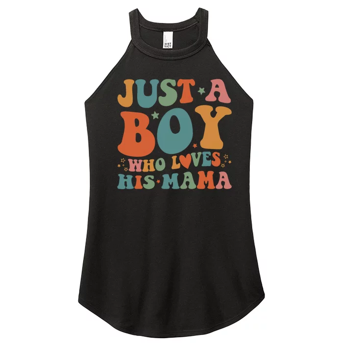 Just A Boy Who Loves His Mama Mother And Son Mothers Day Women’s Perfect Tri Rocker Tank