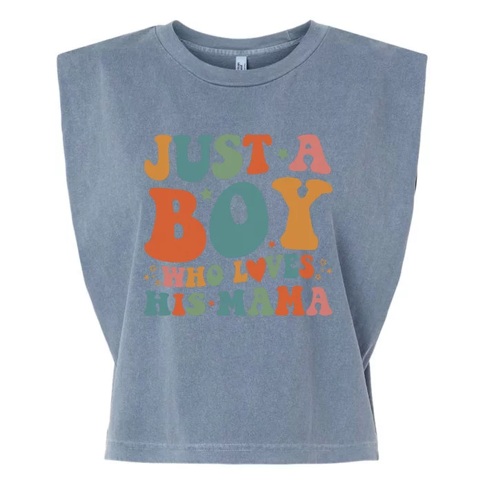 Just A Boy Who Loves His Mama Mother And Son Mothers Day Garment-Dyed Women's Muscle Tee