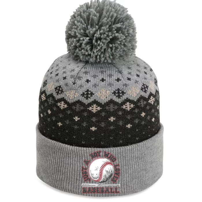 Just A Boy Who Loves Baseball The Baniff Cuffed Pom Beanie