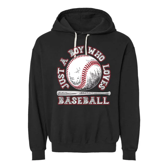 Just A Boy Who Loves Baseball Garment-Dyed Fleece Hoodie