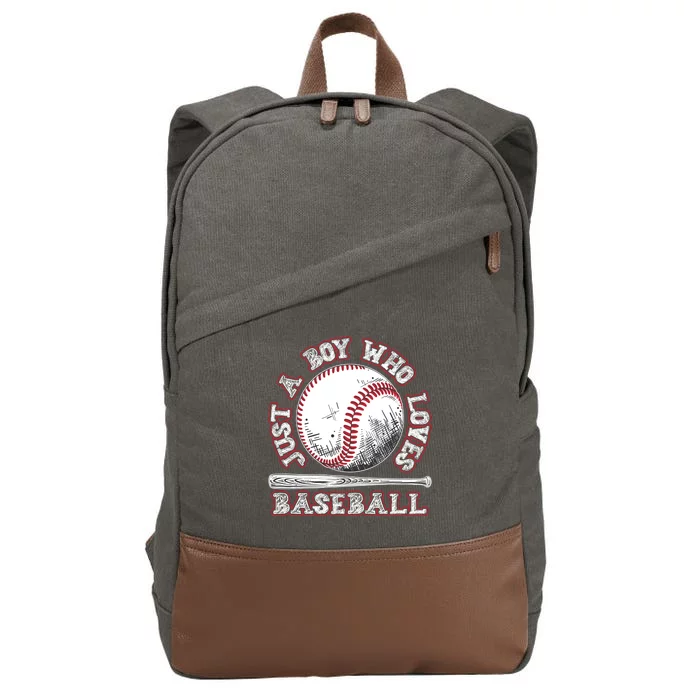 Just A Boy Who Loves Baseball Cotton Canvas Backpack