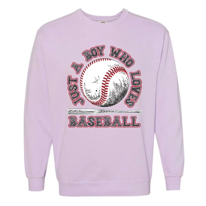 Just A Boy Who Loves Baseball Garment-Dyed Sweatshirt