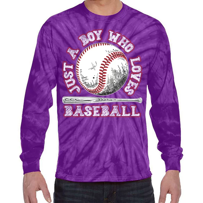 Just A Boy Who Loves Baseball Tie-Dye Long Sleeve Shirt