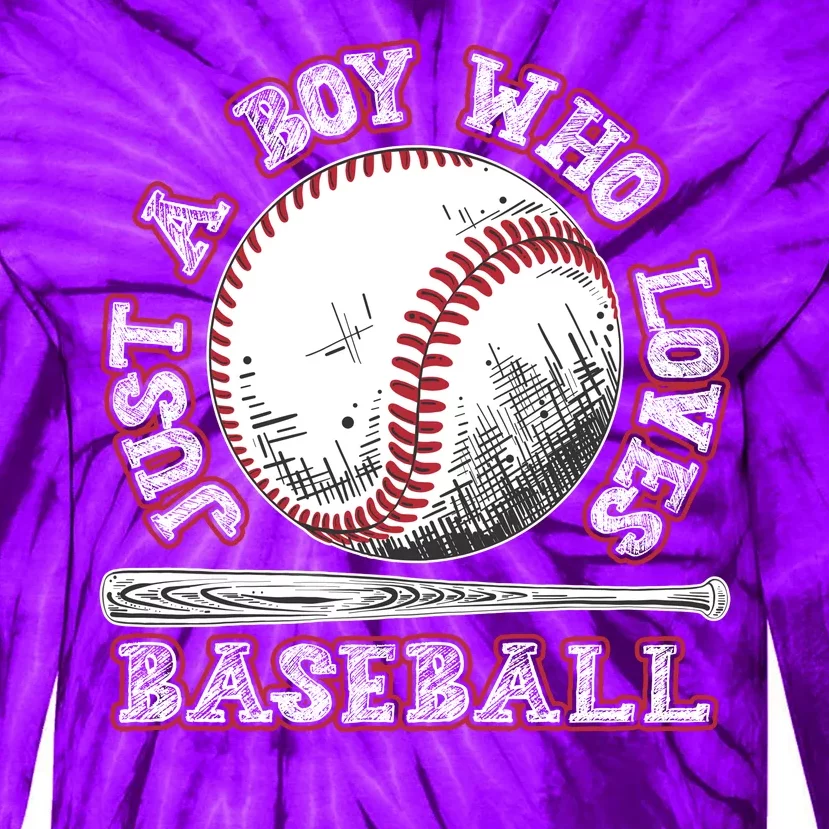 Just A Boy Who Loves Baseball Tie-Dye Long Sleeve Shirt