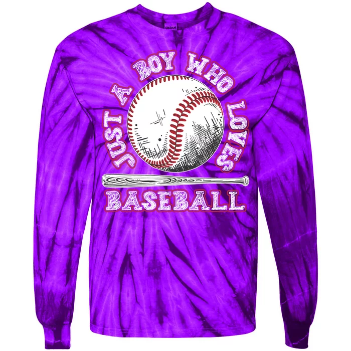 Just A Boy Who Loves Baseball Tie-Dye Long Sleeve Shirt