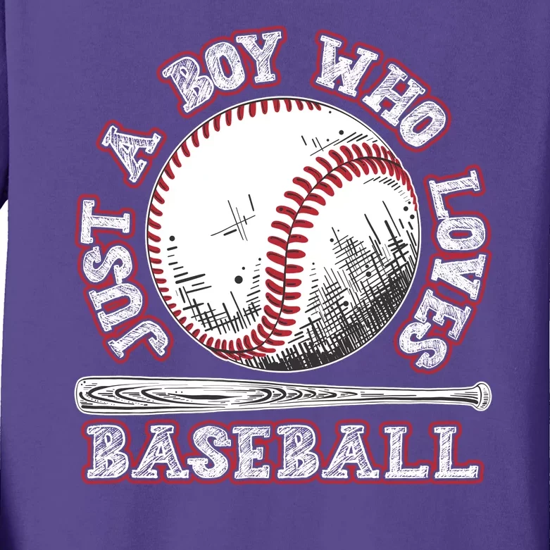 Just A Boy Who Loves Baseball Kids Long Sleeve Shirt