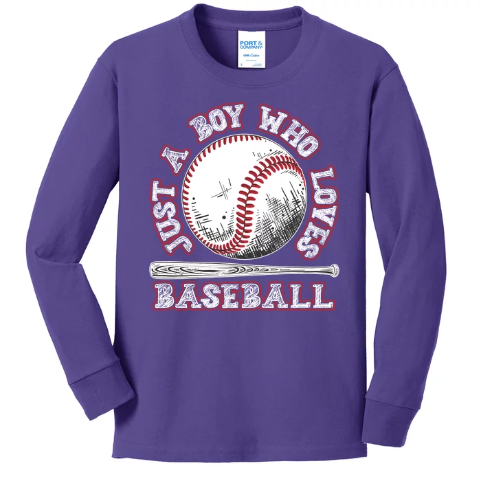 Just A Boy Who Loves Baseball Kids Long Sleeve Shirt