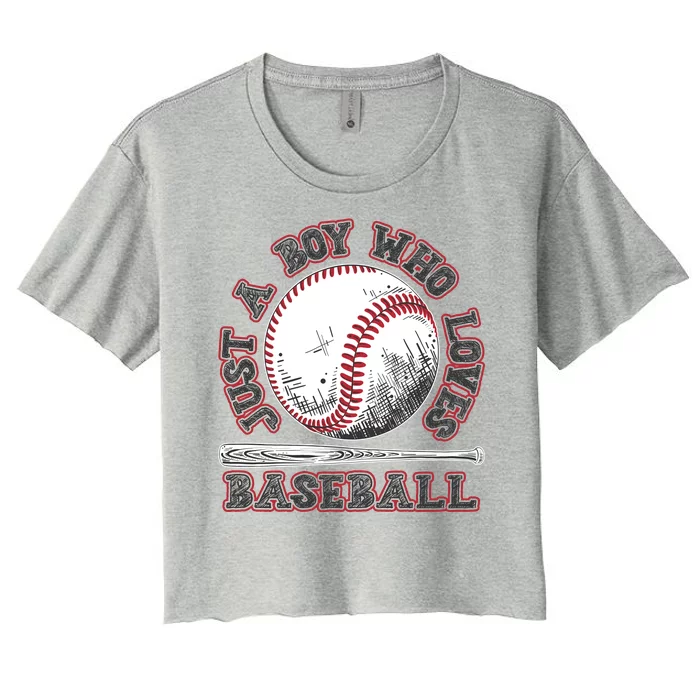 Just A Boy Who Loves Baseball Women's Crop Top Tee