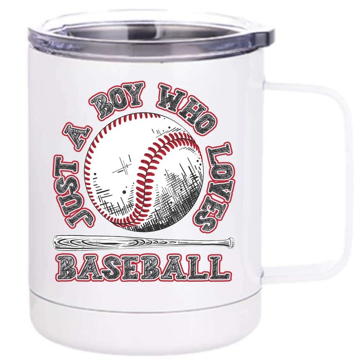 Just A Boy Who Loves Baseball Front & Back 12oz Stainless Steel Tumbler Cup