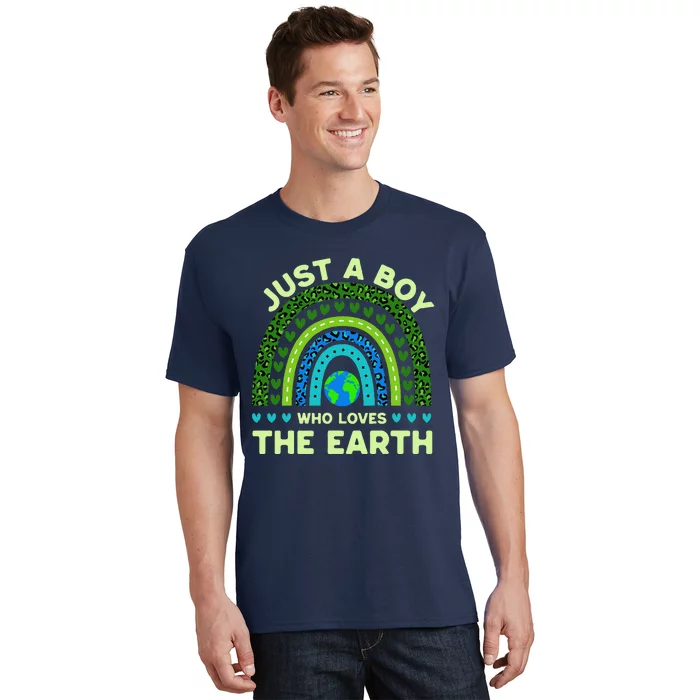 Just A Boy Who Loves The Earth Earth Day 2024 Rainbow T-Shirt