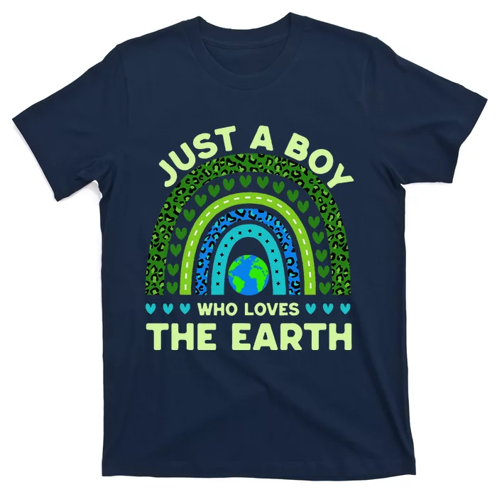 Just A Boy Who Loves The Earth Earth Day 2024 Rainbow T-Shirt