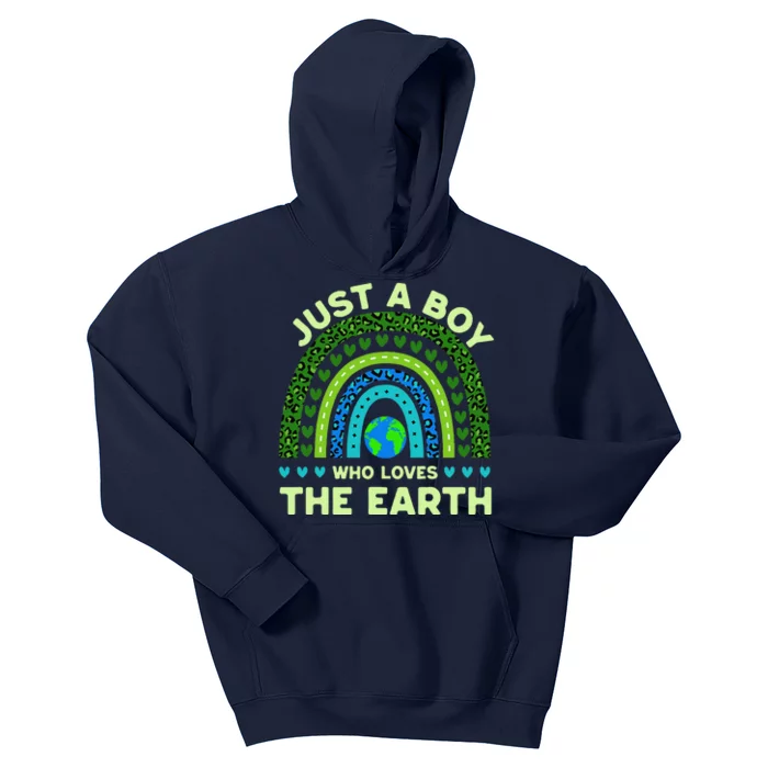 Just A Boy Who Loves The Earth Earth Day 2024 Rainbow Kids Hoodie