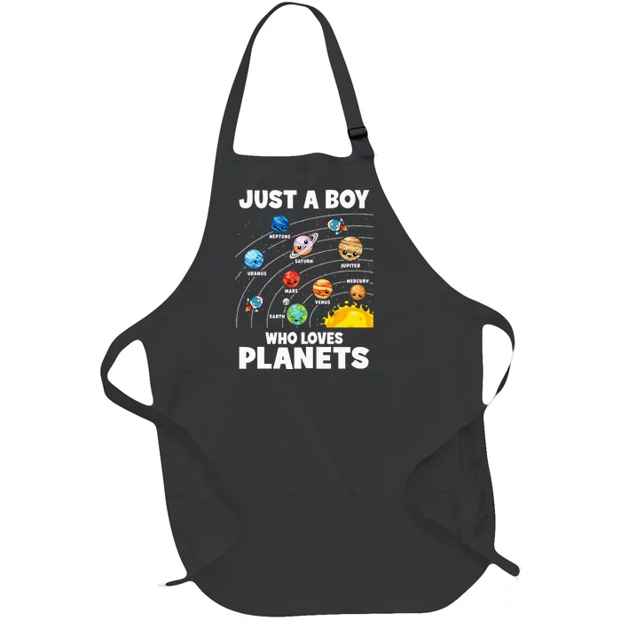 Just A Boy Who Loves Planets Solar System Astrology Space Full-Length Apron With Pocket