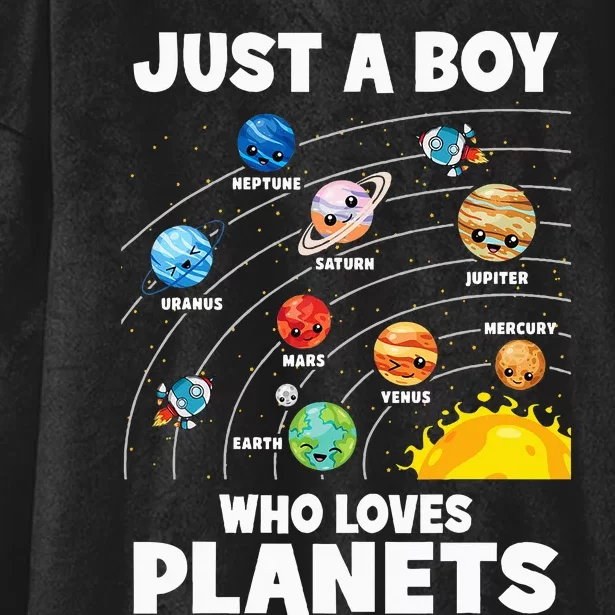 Just A Boy Who Loves Planets Solar System Astrology Space Hooded Wearable Blanket