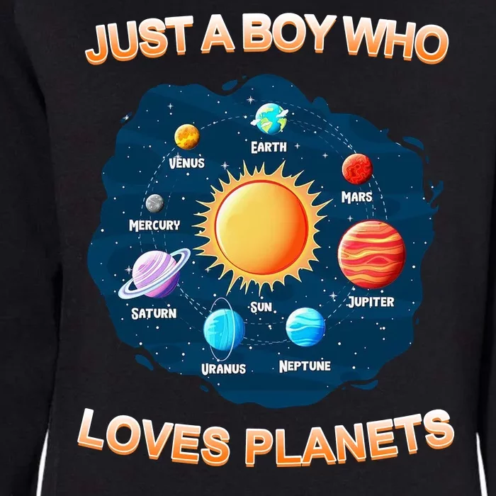 Just A Boy Who Loves Planets Womens California Wash Sweatshirt